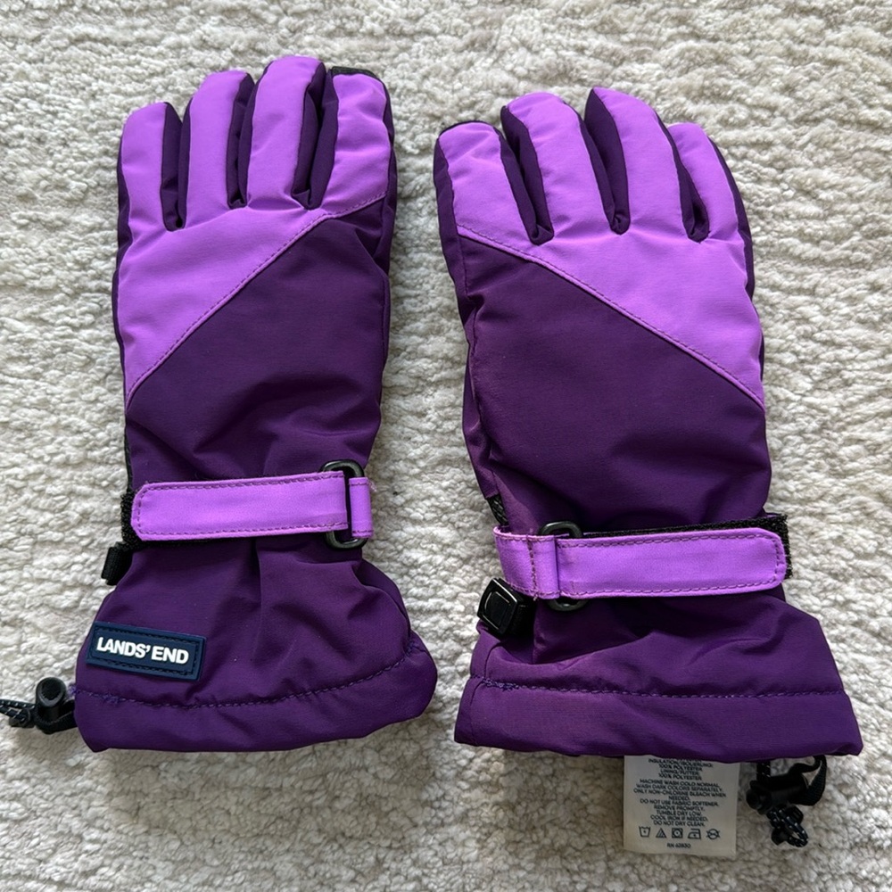 *LIKE NEW* Lands' End Kids Squall Waterproof Gloves - Purple Orchid - Size S